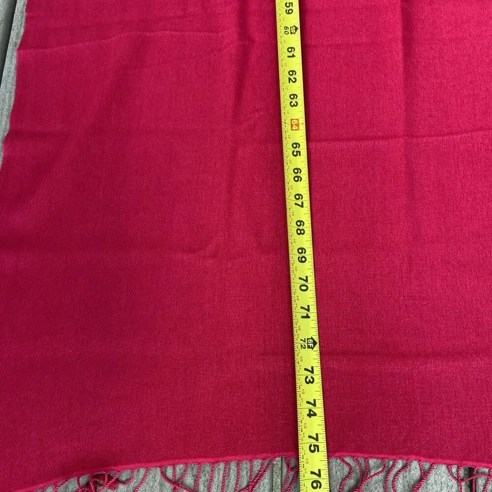 Bloomingdale’s Fuchsia Pink Cashmere Silk Scarf Oversized Wrap Shawl Fringe